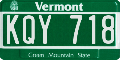 VT license plate KQY718