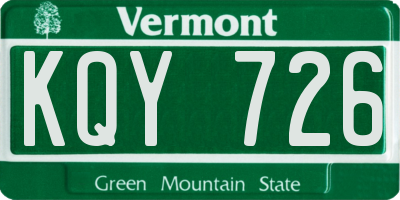 VT license plate KQY726