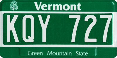VT license plate KQY727