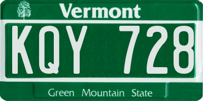 VT license plate KQY728