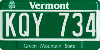 VT license plate KQY734