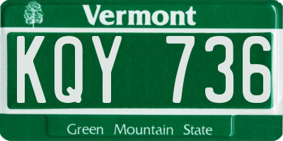 VT license plate KQY736