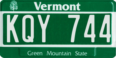 VT license plate KQY744