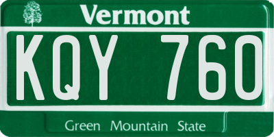 VT license plate KQY760