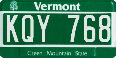 VT license plate KQY768