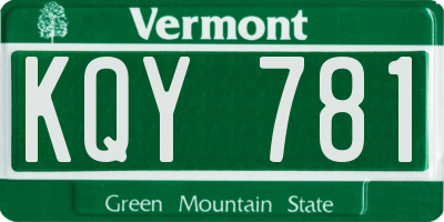 VT license plate KQY781