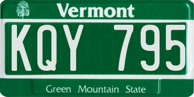 VT license plate KQY795