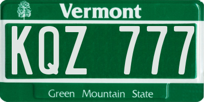 VT license plate KQZ777