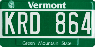 VT license plate KRD864