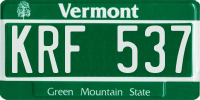 VT license plate KRF537