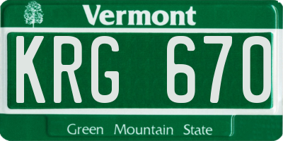 VT license plate KRG670