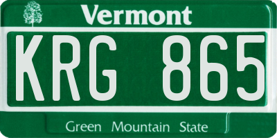 VT license plate KRG865