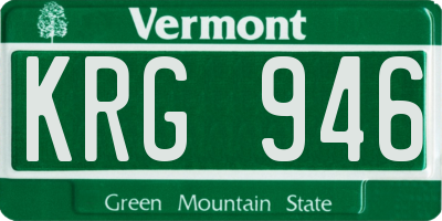 VT license plate KRG946