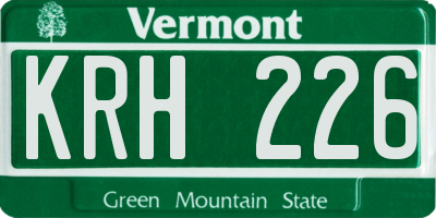 VT license plate KRH226