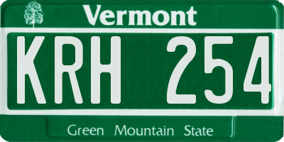 VT license plate KRH254
