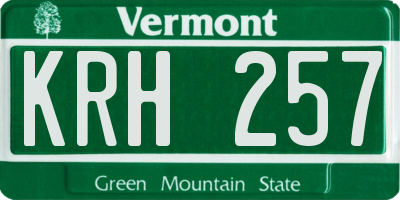 VT license plate KRH257