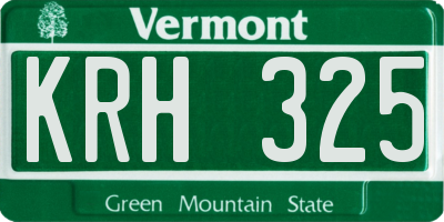 VT license plate KRH325
