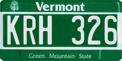 VT license plate KRH326