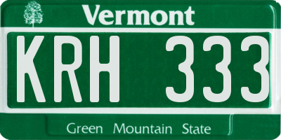 VT license plate KRH333