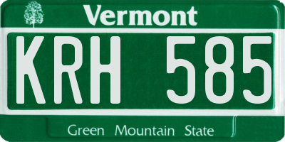 VT license plate KRH585