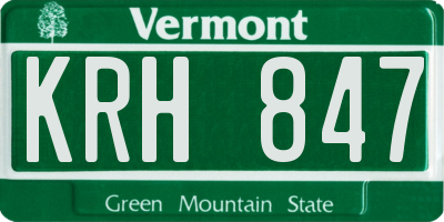VT license plate KRH847
