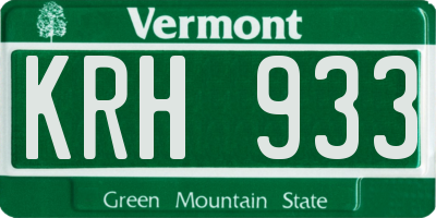 VT license plate KRH933
