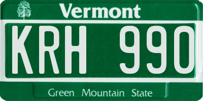 VT license plate KRH990