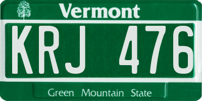 VT license plate KRJ476