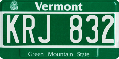 VT license plate KRJ832