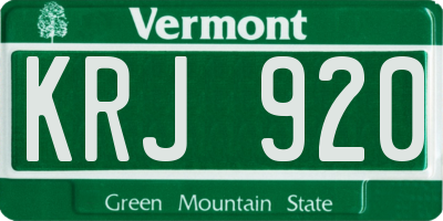 VT license plate KRJ920