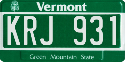 VT license plate KRJ931