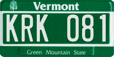 VT license plate KRK081