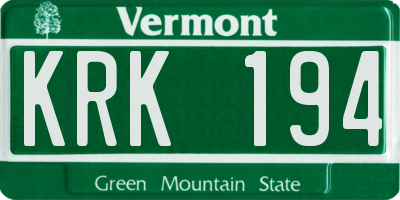 VT license plate KRK194