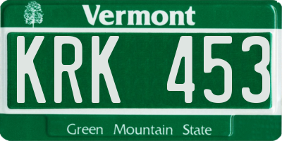 VT license plate KRK453