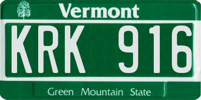 VT license plate KRK916