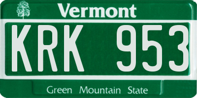 VT license plate KRK953