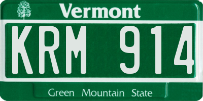 VT license plate KRM914