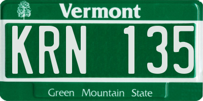 VT license plate KRN135