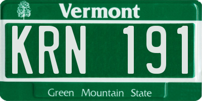 VT license plate KRN191
