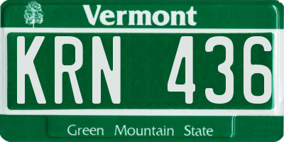 VT license plate KRN436