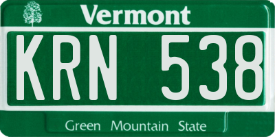 VT license plate KRN538
