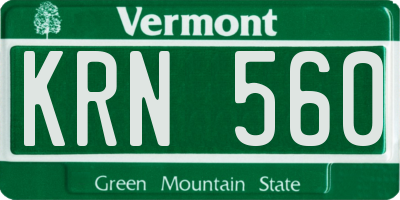 VT license plate KRN560