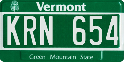 VT license plate KRN654