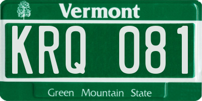 VT license plate KRQ081