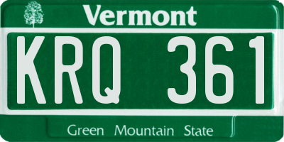 VT license plate KRQ361