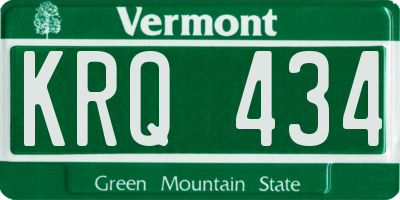 VT license plate KRQ434