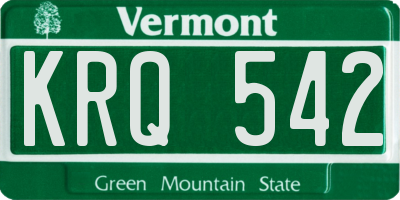 VT license plate KRQ542