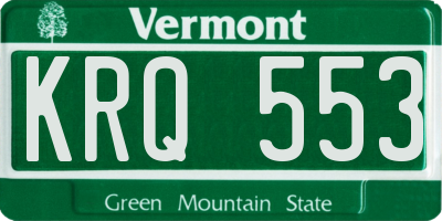 VT license plate KRQ553