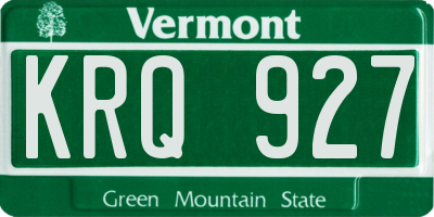 VT license plate KRQ927
