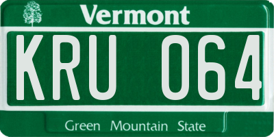 VT license plate KRU064